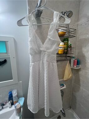Altar'd State White Swiss Dot V-Neck Sundress